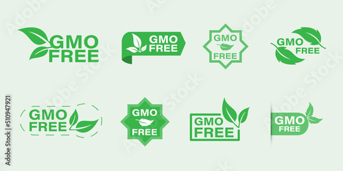 GMO free icons. Healthy food concept. organic cosmetics. Non-GMO labels. Isolated vector illustration.