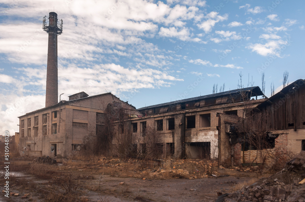 Old abandoned pottery and brick factory in Kladno, Czech Republic