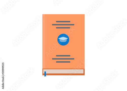 Covered thesis book. Top view. Simple flat illustration