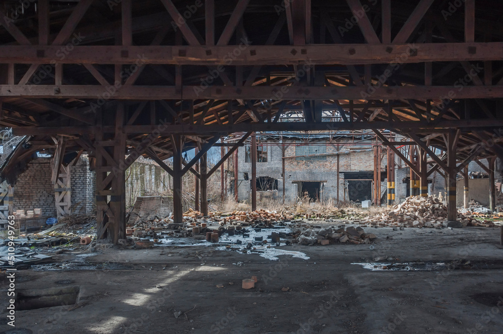 Old abandoned pottery and brick factory in Kladno, Czech Republic