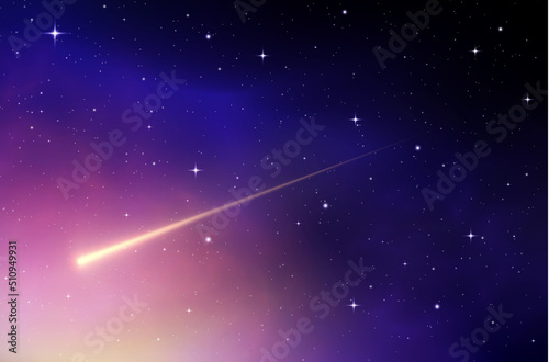 star background in galaxy comet meteor, night sky