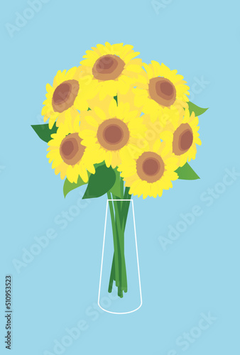 花瓶に生けたひまわり