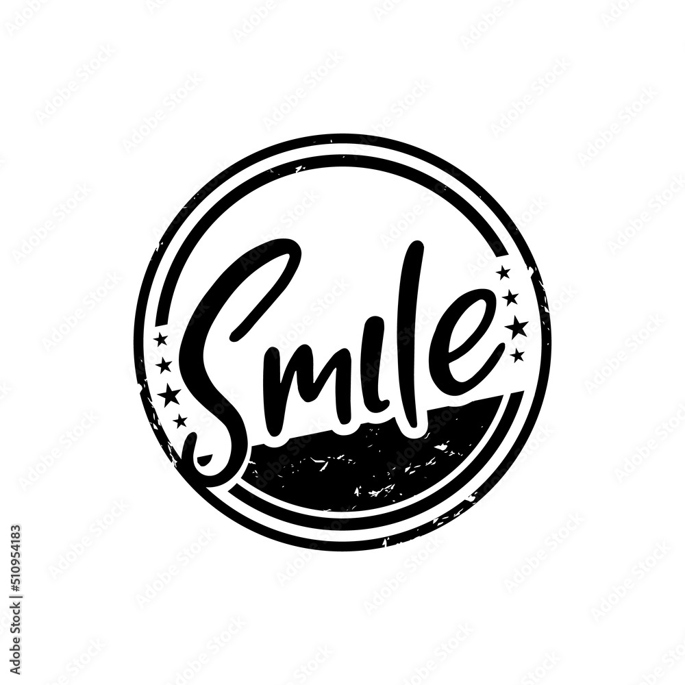 stamp style vector design: smile text stamp style vector design: smile text