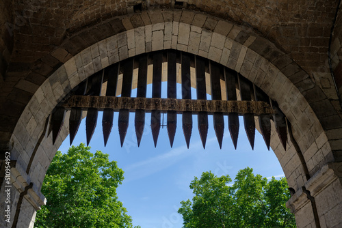 portcullis at a medieval city gate in the old town of cologne
