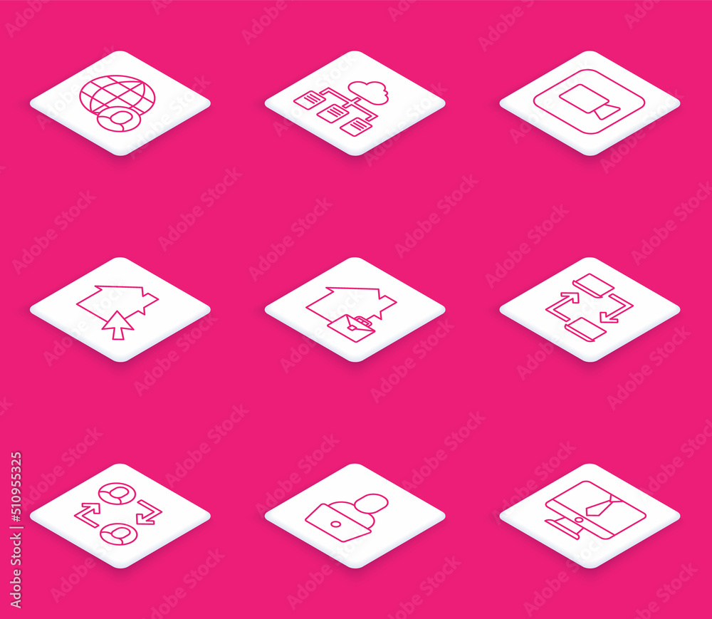 Set line Freelancer, Online working, Camera, Project team base and icon. Vector Set line Freelancer, Online working, Camera, Project team base and icon. Vector