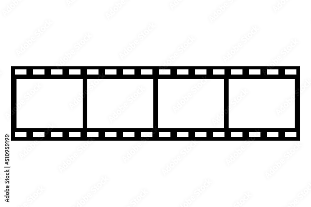 Old cinema video strip. Edge frame. Vector illustration. stock image.