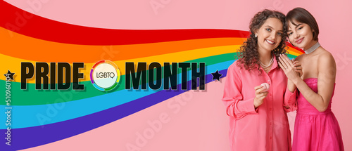 Happy engaged lesbian coupl...