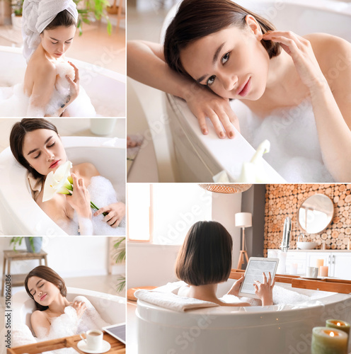 Collage with pretty young w...