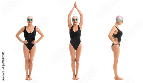 Set of mature female swimme...