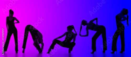 Many silhouettes of beautif...