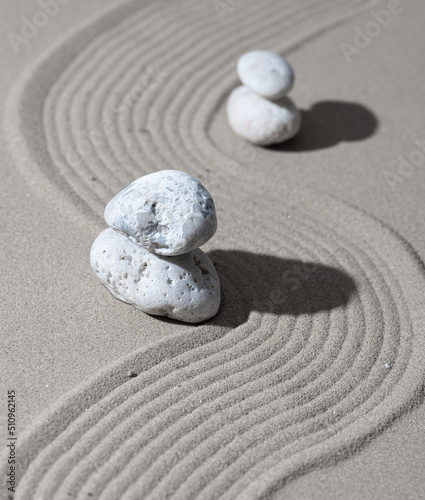 Canvas Print Zen garden japanese garden zen stone with zen pattern in sand as background