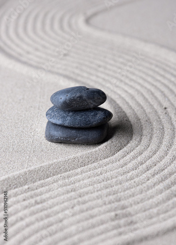 Photography Zen garden japanese garden zen stone with zen pattern in sand as background
