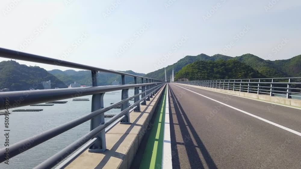 備前日生大橋を自転車で走る 備前日生大橋を自転車で走る