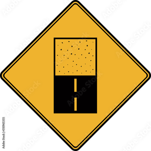 Road sign, the end of the road surface.