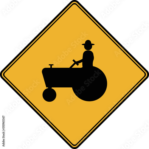Road sign, movement of agricultural machinery. Vector image.