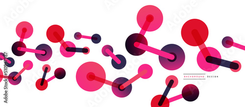 Abstract background. Round dots connected by lines. Trendy techno business template for wallpaper, banner, background or landing