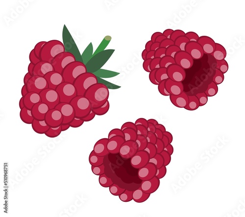 Fresh red raspberries isolated on white background