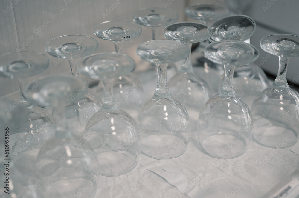 Glasses are turned upside down on the table Glasses are turned upside down on the table