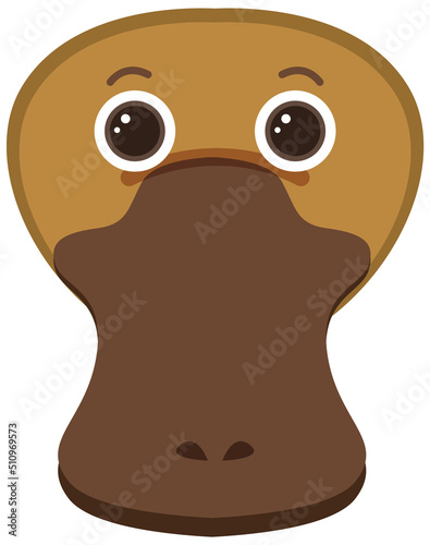 Cute platypus head in flat style