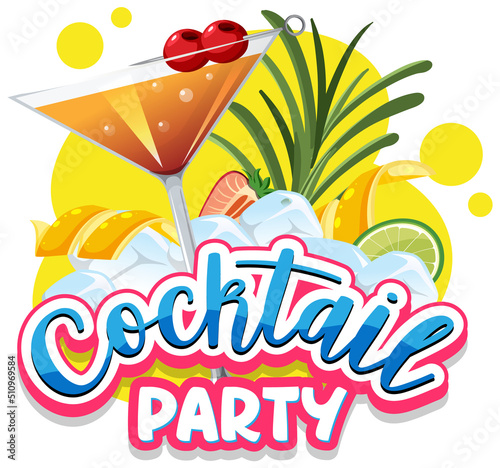 A cocktail party banner text