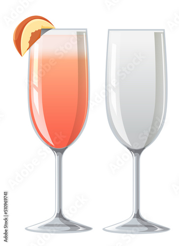 Bellini cocktail in the glass