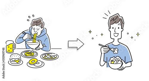 ベクターイラスト素材：食生活の改善、男性
