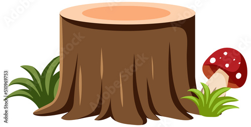 Isolated tree stump on white background