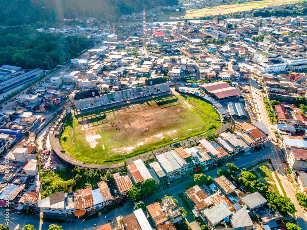 aerial view country city of tingo maria peru