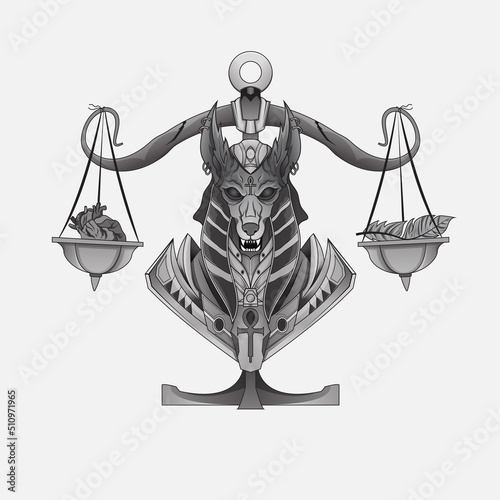 Egyptian God Anubis tattoo design black and white