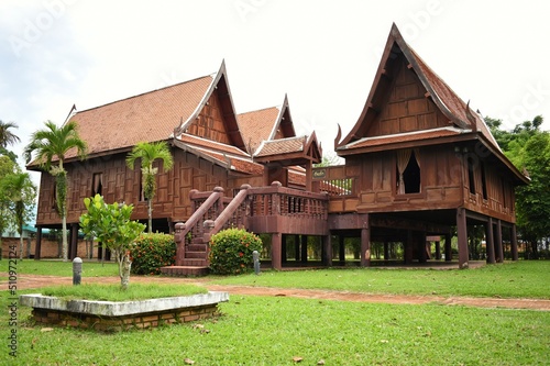 Thai style wooden house, Formerly a government place and the residence of the Governor of Phatthalung, THAILAND. photo