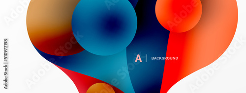 Flowing geometric shapes minimalist abstract background. Round shapes and circles. Wallpaper for concept of AI technology, blockchain, communication, 5G, science, business