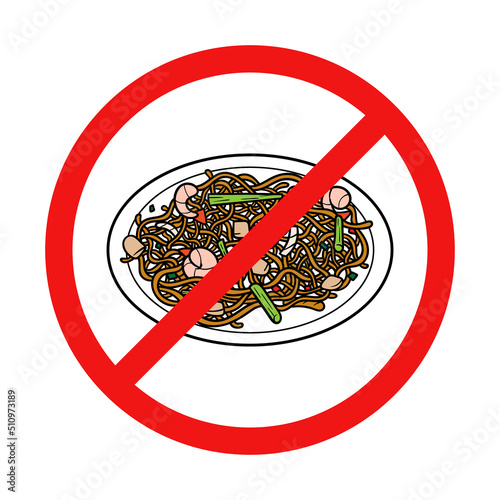 No Chow Mein Sign on White Background