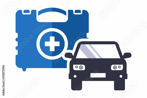 car first aid kit icon for first aid. flat vector illustration.