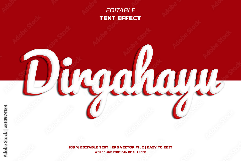 Indonesia dirgahayu text style, editable text effect template vector illustration