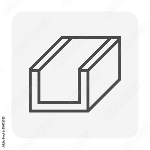 Open drain gutter vector icon. May called trench, ditch, street or concrete gutter for irrigation, stormwater drainage system. To drain water from lawn, yard, garden, road, city, driveway to sewer.
