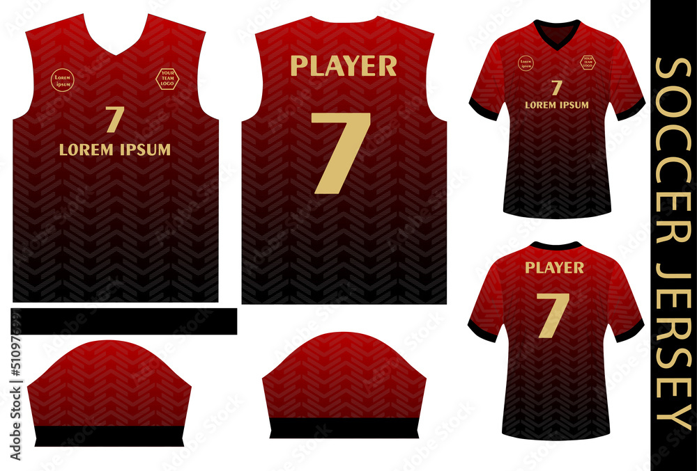 soccer jersey design template with pattern and mockup Stockvektor