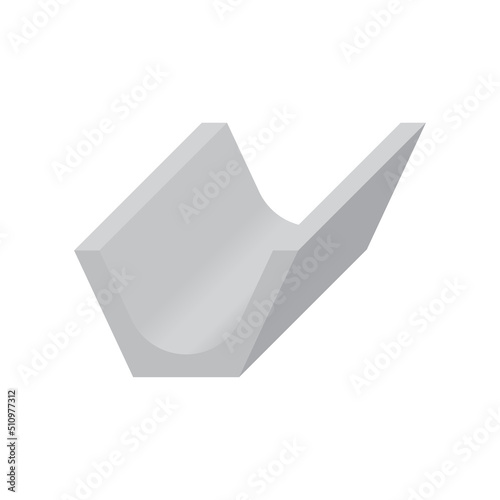 Open drain gutter vector illustration. May called trench, ditch, street or concrete gutter for irrigation, stormwater drainage system. To drain water from lawn, yard, garden, road, city and driveway.
