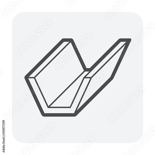Open drain gutter vector icon. May called trench, ditch, street or concrete gutter for irrigation, stormwater drainage system. To drain water from lawn, yard, garden, road, city, driveway to sewer.
