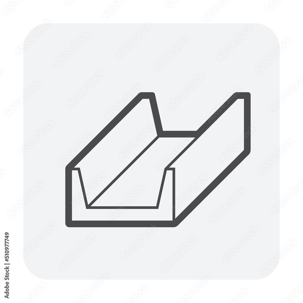Open drain gutter vector icon. May called trench, ditch, street or concrete gutter for irrigation, stormwater drainage system. To drain water from lawn, yard, garden, road, city, driveway to sewer.
Open drain gutter vector icon. May called trench, ditch, street or concrete gutter for irrigation, stormwater drainage system. To drain water from lawn, yard, garden, road, city, driveway to sewer.