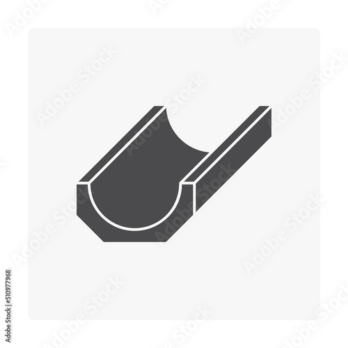 Open drain gutter vector icon. May called trench, ditch, street or concrete gutter for irrigation, stormwater drainage system. To drain water from lawn, yard, garden, road, city, driveway to sewer.
