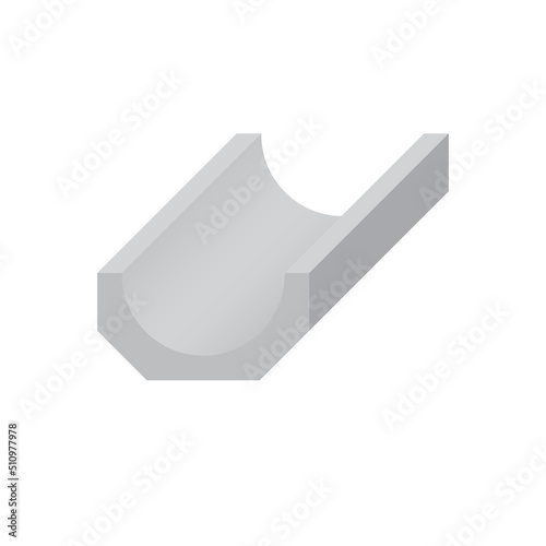 Open drain gutter vector illustration. May called trench, ditch, street or concrete gutter for irrigation, stormwater drainage system. To drain water from lawn, yard, garden, road, city and driveway.

