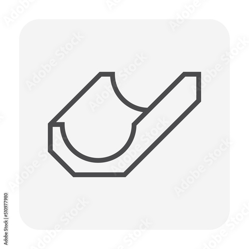 Open drain gutter vector icon. May called trench, ditch, street or concrete gutter for irrigation, stormwater drainage system. To drain water from lawn, yard, garden, road, city, driveway to sewer.
