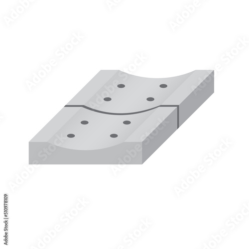 Concrete gutter cover vector illustration in cross section or profile view. Precast concrete product for install in stormwater drainage system, on top of drain gutter, trench, ditch, street gutter.
