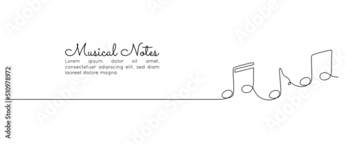 Photo One continuous line drawing of musical notes