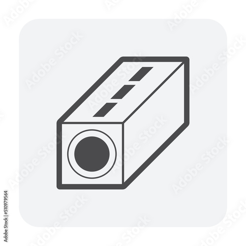 Precast concrete product of trench drain or slot drain vector icon for stormwater drainage system by install at underground to drain water from lawn, yard, garden, road, city, pool, driveway to sewer.