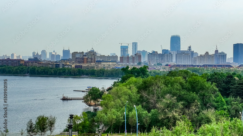 Fototapeta premium Landscape of Nanhu Park in Changchun, China