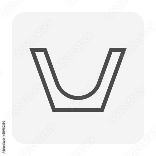 Open drain gutter vector icon. May called trench, ditch, street or concrete gutter for irrigation, stormwater drainage system. To drain water from lawn, yard, garden, road, city, driveway to sewer.
