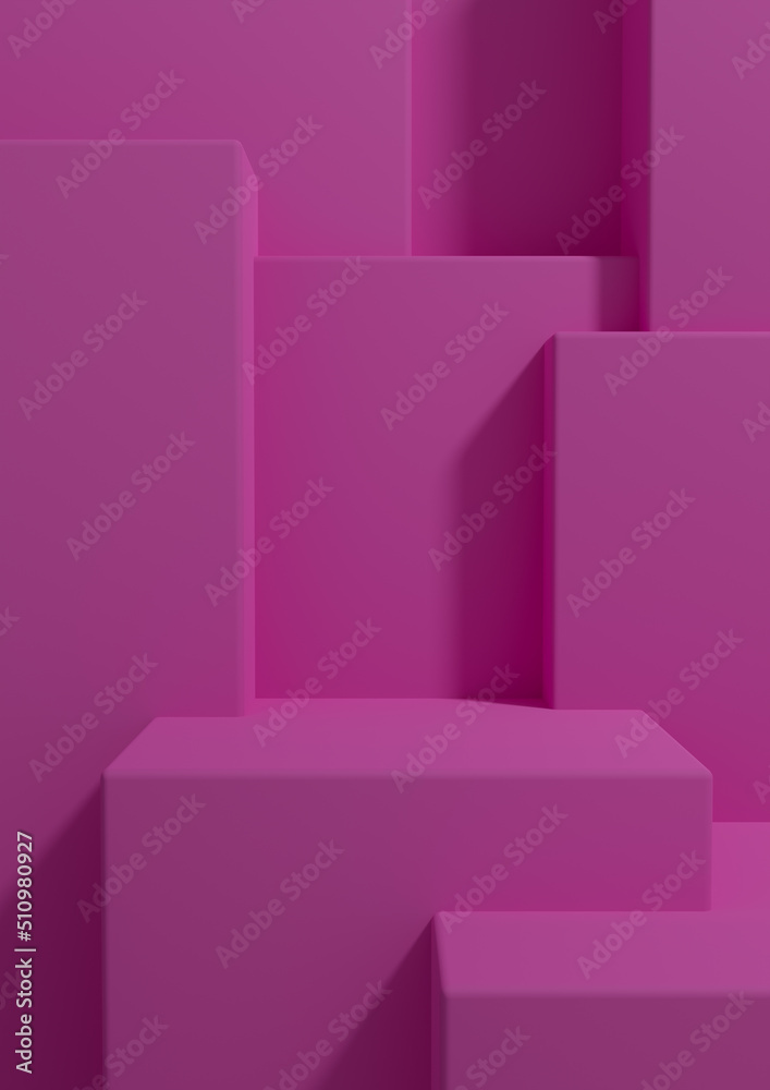 Bright magenta, neon pink 3D rendering product display wallpaper with podium or stand good fore one or two luxury products on simple, minimal, abstract, geometry product photography background Bright magenta, neon pink 3D rendering product display wallpaper with podium or stand good fore one or two luxury products on simple, minimal, abstract, geometry product photography background