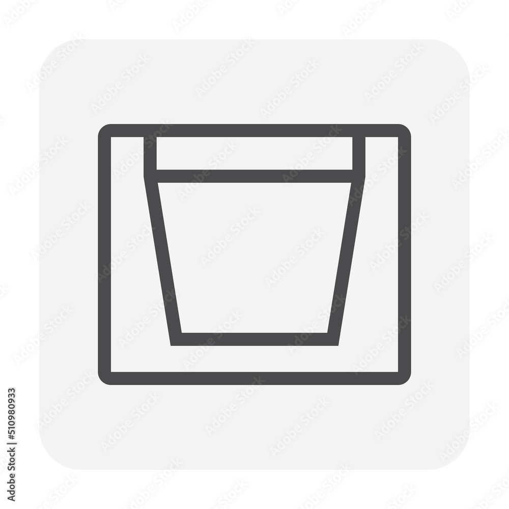 Drain gutter and cover vector icon. May called trench, ditch, street or concrete gutter for irrigation, stormwater drainage system by drain water from lawn, garden, yard, road, city, driveway to sewer Drain gutter and cover vector icon. May called trench, ditch, street or concrete gutter for irrigation, stormwater drainage system by drain water from lawn, garden, yard, road, city, driveway to sewer