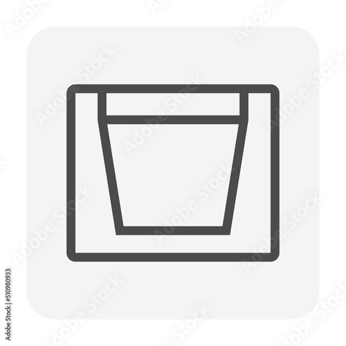 Drain gutter and cover vector icon. May called trench, ditch, street or concrete gutter for irrigation, stormwater drainage system by drain water from lawn, garden, yard, road, city, driveway to sewer